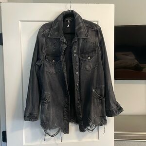 Free People oversized black jean jacket